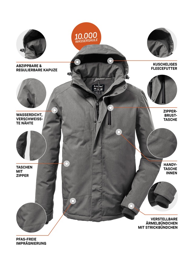 Killtec Outdoorjacke »KOW 161 MN JCKT« Wasser- und winddichte Funktionsjacke mit abnehmbarer Kapuze