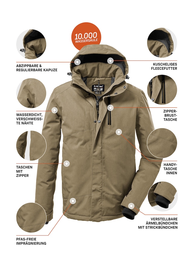 Killtec Outdoorjacke »KOW 161 MN JCKT« Wasser- und winddichte Funktionsjacke mit abnehmbarer Kapuze