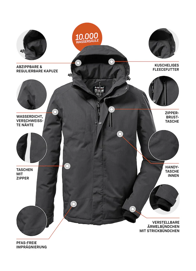 Killtec Outdoorjacke »KOW 161 MN JCKT« Wasser- und winddichte Funktionsjacke mit abnehmbarer Kapuze
