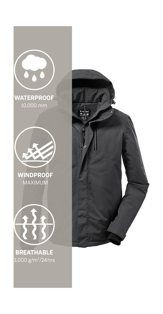 Killtec Outdoorjacke »KOW 161 MN JCKT« Wasser- und winddichte Funktionsjacke mit abnehmbarer Kapuze