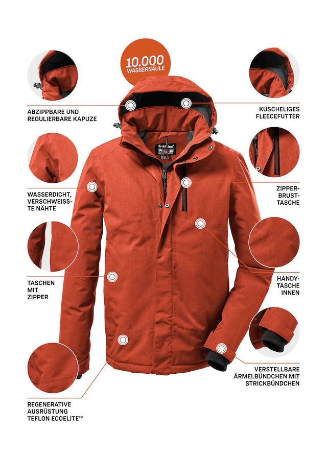 Killtec Outdoorjacke »KOW 161 MN JCKT« Wasser- und winddichte Funktionsjacke mit abnehmbarer Kapuze