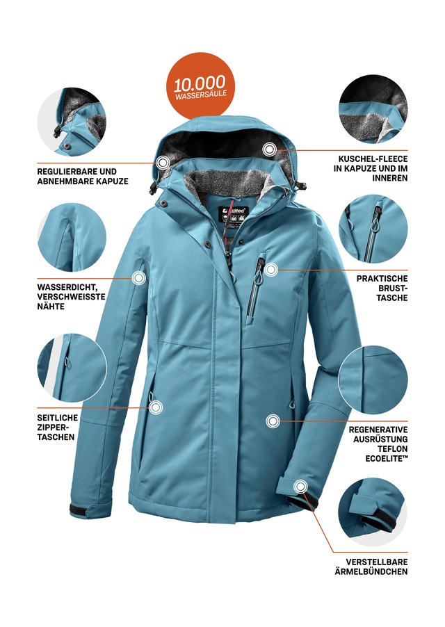 Killtec Outdoorjacke »KOW 140 WMN JCKT« Wasserdichte Damenjacke, atmungsaktiv, abnehmbare Kapuze