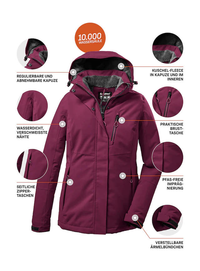 Killtec Outdoorjacke »KOW 140 WMN JCKT« Wasserdichte Damenjacke, atmungsaktiv, abnehmbare Kapuze