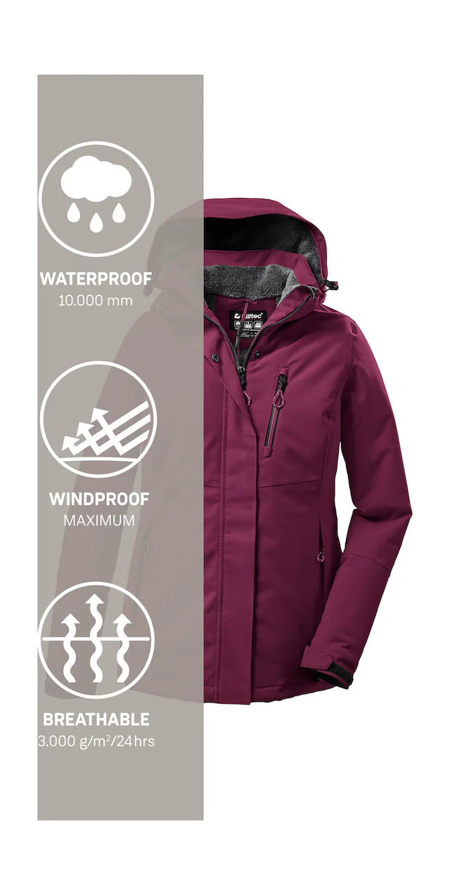 Killtec Outdoorjacke »KOW 140 WMN JCKT« Wasserdichte Damenjacke, atmungsaktiv, abnehmbare Kapuze