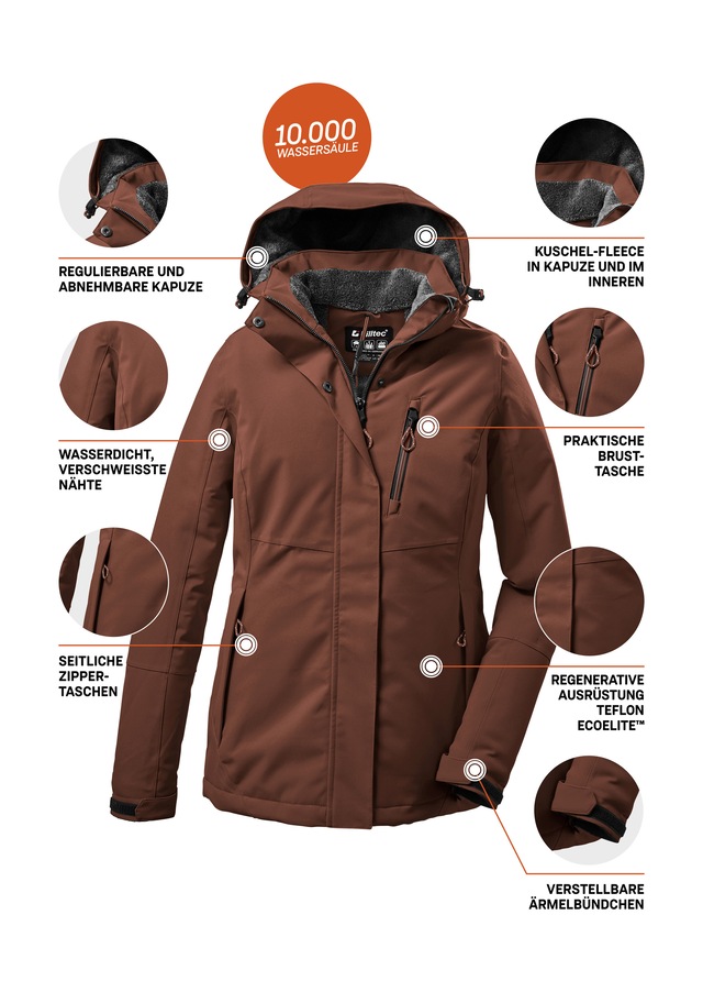 Killtec Outdoorjacke »KOW 140 WMN JCKT« Wasserdichte Damenjacke, atmungsaktiv, abnehmbare Kapuze