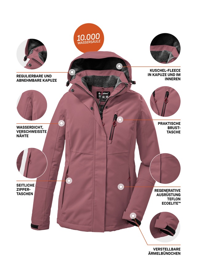 Killtec Outdoorjacke »KOW 140 WMN JCKT« Wasserdichte Damenjacke, atmungsaktiv, abnehmbare Kapuze