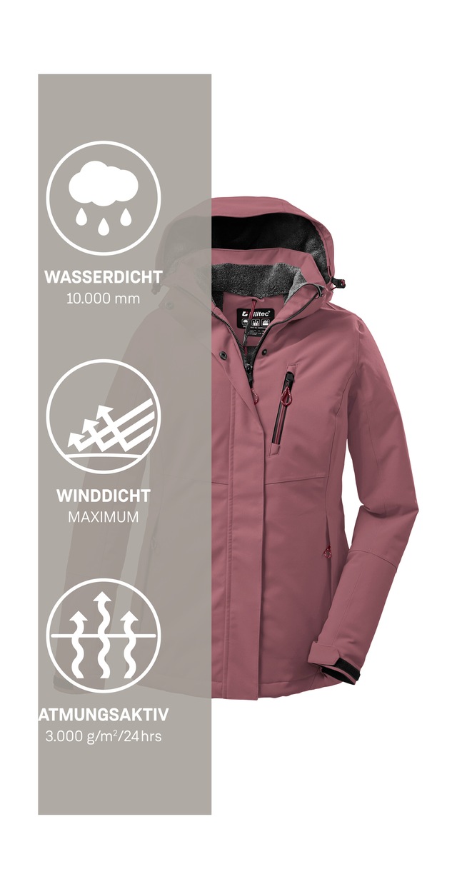 Killtec Outdoorjacke »KOW 140 WMN JCKT« Wasserdichte Damenjacke, atmungsaktiv, abnehmbare Kapuze
