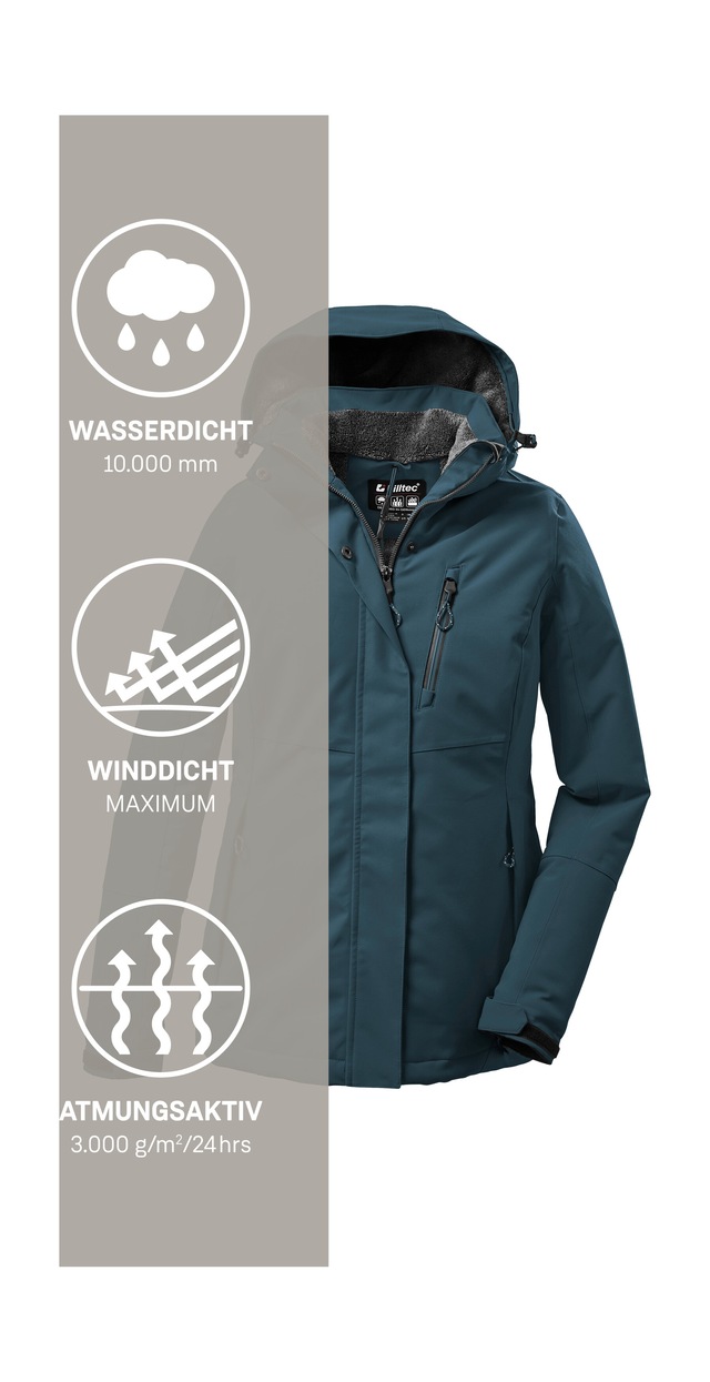 Killtec Outdoorjacke »KOW 140 WMN JCKT« Wasserdichte Damenjacke, atmungsaktiv, abnehmbare Kapuze
