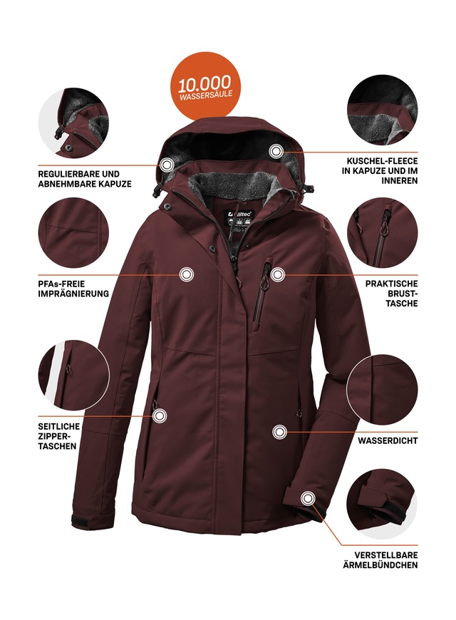 Killtec Outdoorjacke »KOW 140 WMN JCKT« Wasserdichte Damenjacke, atmungsaktiv, abnehmbare Kapuze