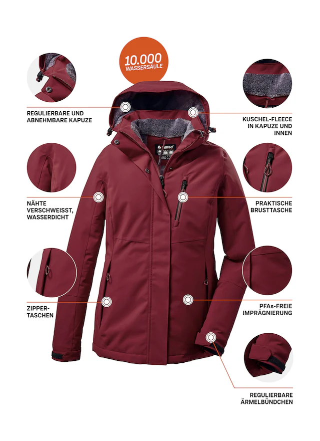 Killtec Outdoorjacke »KOW 140 WMN JCKT« Wasserdichte Damenjacke, atmungsaktiv, abnehmbare Kapuze