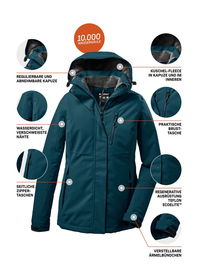 Killtec Outdoorjacke »KOW 140 WMN JCKT« Wasserdichte Damenjacke, atmungsaktiv, abnehmbare Kapuze