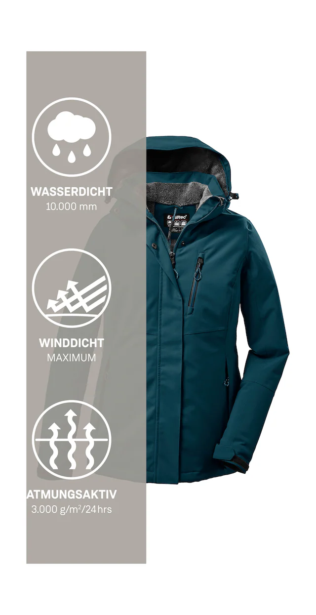 Killtec Outdoorjacke »KOW 140 WMN JCKT« Wasserdichte Damenjacke, atmungsaktiv, abnehmbare Kapuze