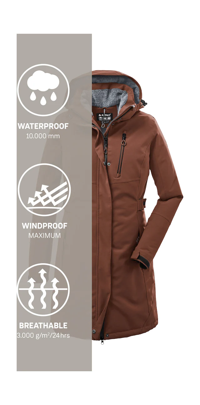 Killtec Parka »KOW 165 WMN PRK« Wasser- und winddichter Parka mit Teddyfleece und abnehmbarer Kapuze