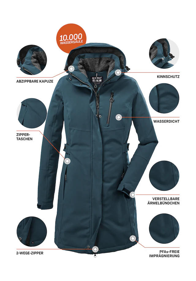 Killtec Parka »KOW 165 WMN PRK« Wasser- und winddichter Parka mit Teddyfleece und abnehmbarer Kapuze