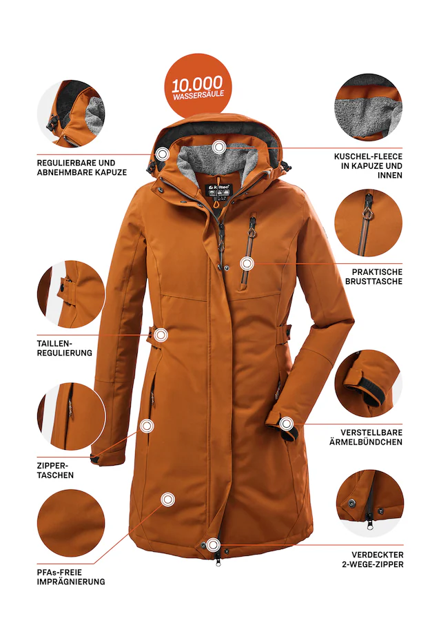 Killtec Parka »KOW 165 WMN PRK« Wasser- und winddichter Parka mit Teddyfleece und abnehmbarer Kapuze