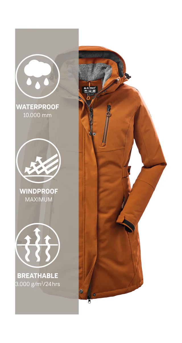 Killtec Parka »KOW 165 WMN PRK« Wasser- und winddichter Parka mit Teddyfleece und abnehmbarer Kapuze