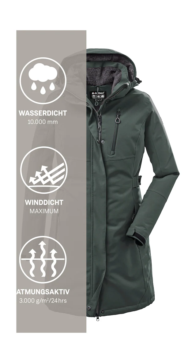 Killtec Parka »KOW 165 WMN PRK« Wasser- und winddichter Parka mit Teddyfleece und abnehmbarer Kapuze