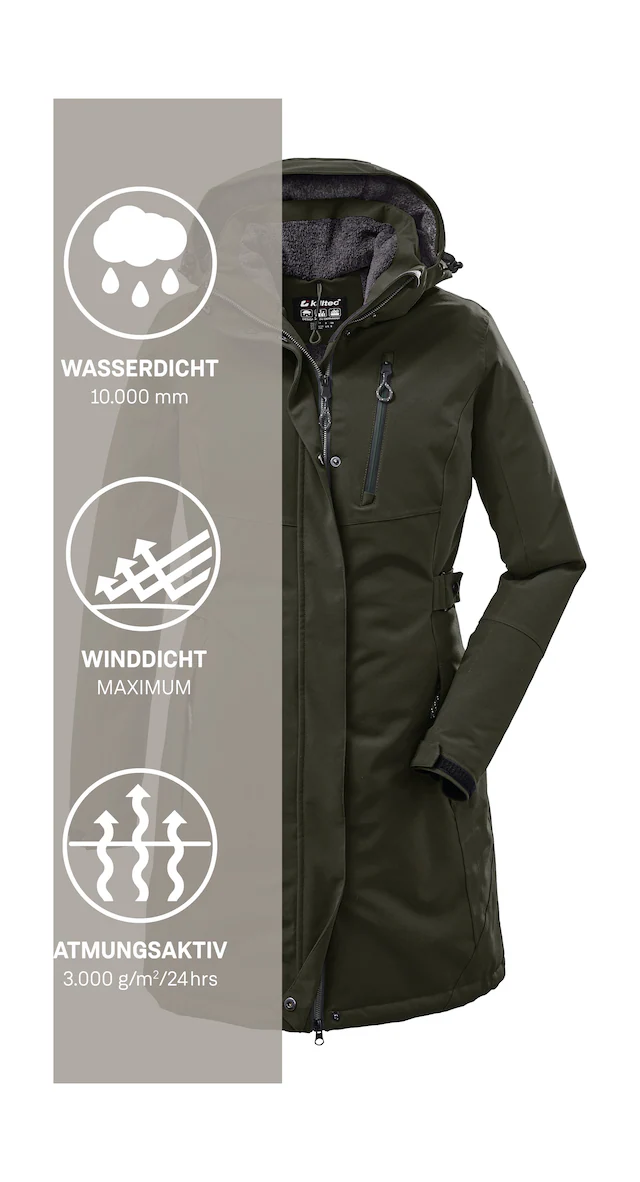 Killtec Parka »KOW 165 WMN PRK« Wasser- und winddichter Parka mit Teddyfleece und abnehmbarer Kapuze