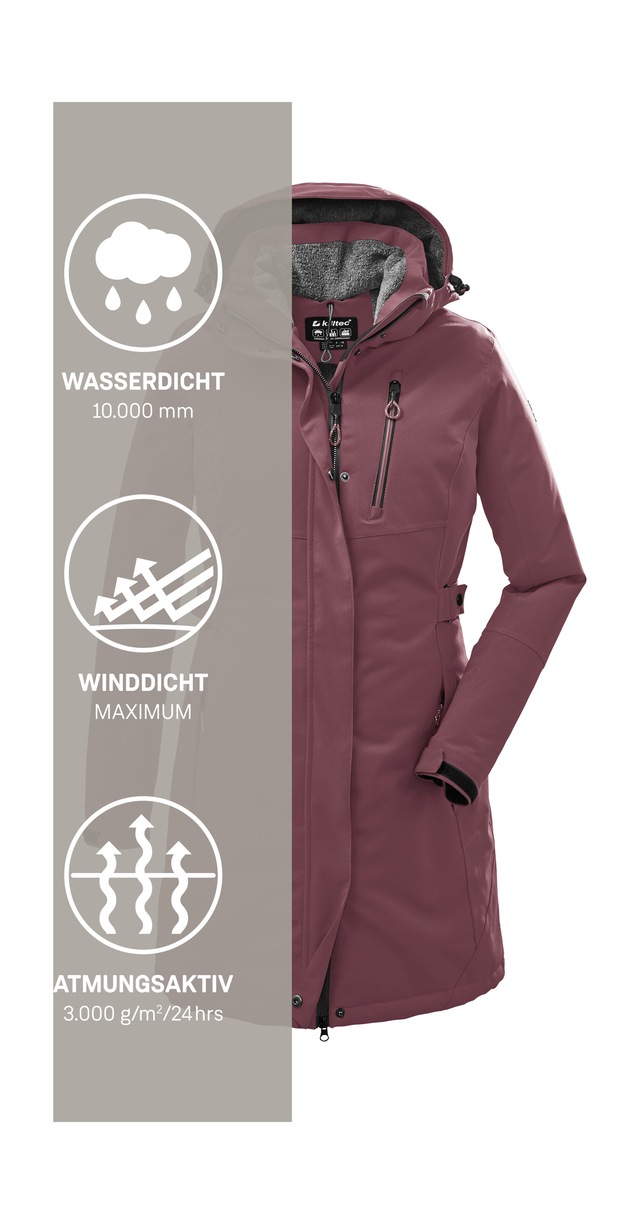 Killtec Parka »KOW 165 WMN PRK« Wasser- und winddichter Parka mit Teddyfleece und abnehmbarer Kapuze