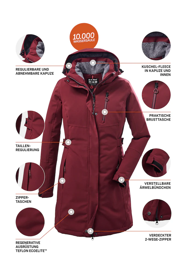 Killtec Parka »KOW 165 WMN PRK« Wasser- und winddichter Parka mit Teddyfleece und abnehmbarer Kapuze