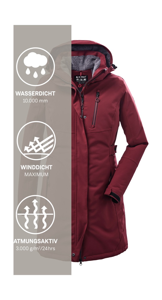 Killtec Parka »KOW 165 WMN PRK« Wasser- und winddichter Parka mit Teddyfleece und abnehmbarer Kapuze