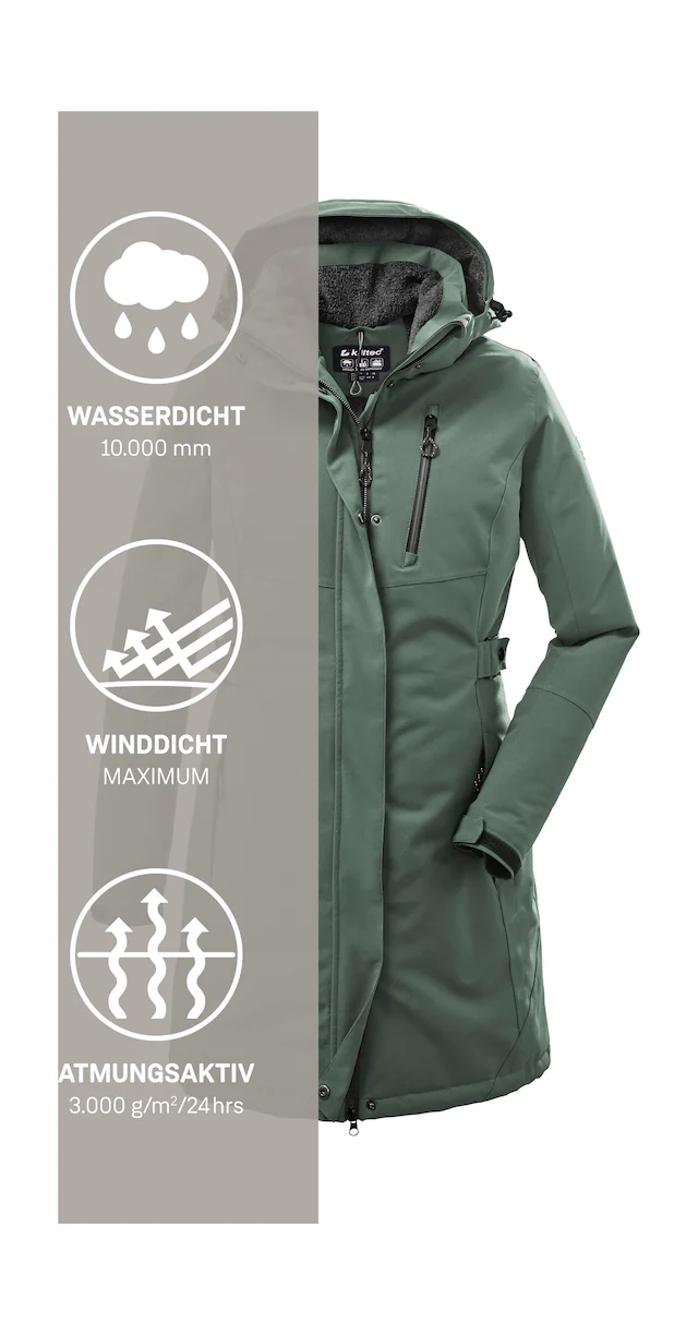 Killtec Parka »KOW 165 WMN PRK« Wasser- und winddichter Parka mit Teddyfleece und abnehmbarer Kapuze