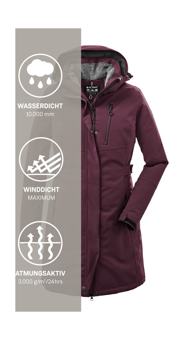 Killtec Parka »KOW 165 WMN PRK« Wasser- und winddichter Parka mit Teddyfleece und abnehmbarer Kapuze