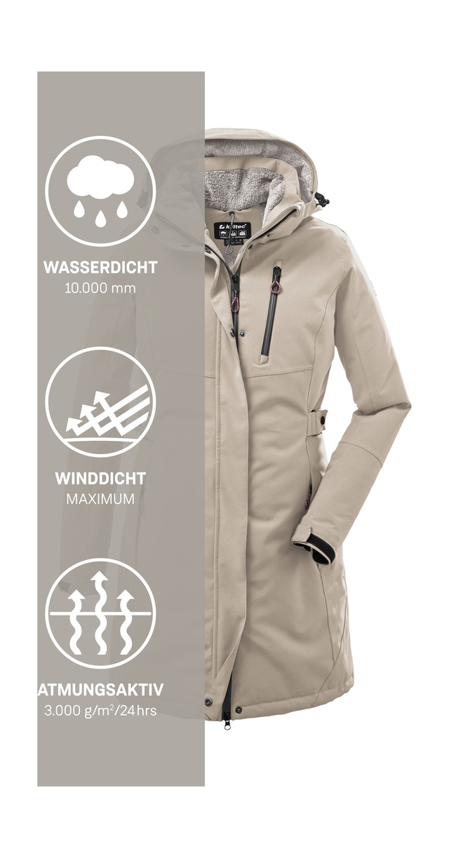Killtec Parka »KOW 165 WMN PRK« Wasser- und winddichter Parka mit Teddyfleece und abnehmbarer Kapuze