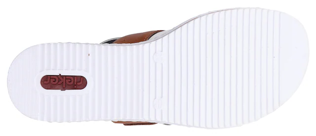 Rieker Pantolette Keilabsatz, Sommerschuh, Schlappen mit Klettriemchen