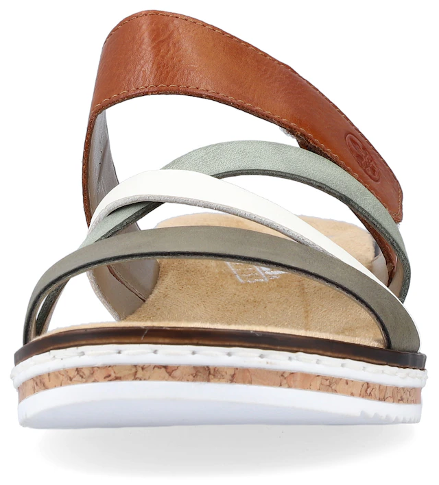Rieker Pantolette Keilabsatz, Sommerschuh, Schlappen mit Klettriemchen