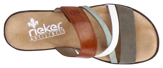 Rieker Pantolette Keilabsatz, Sommerschuh, Schlappen mit Klettriemchen