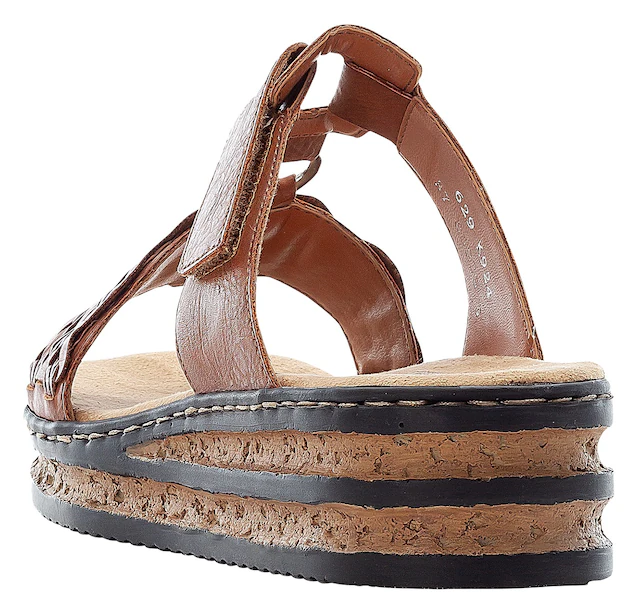 Rieker Pantolette Keilabsatz, Sommerschuh, Schlappen mit Riemchen in Flechtoptik