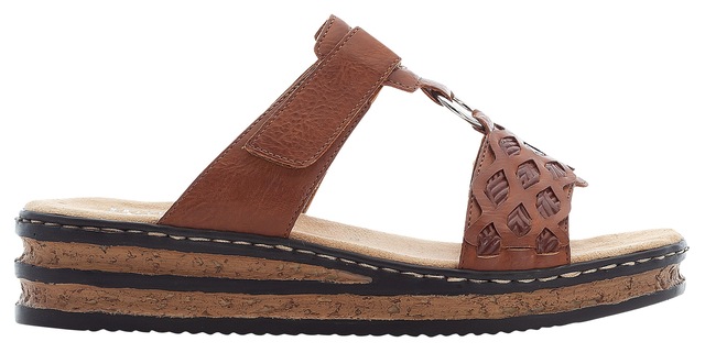 Rieker Pantolette Keilabsatz, Sommerschuh, Schlappen mit Riemchen in Flechtoptik