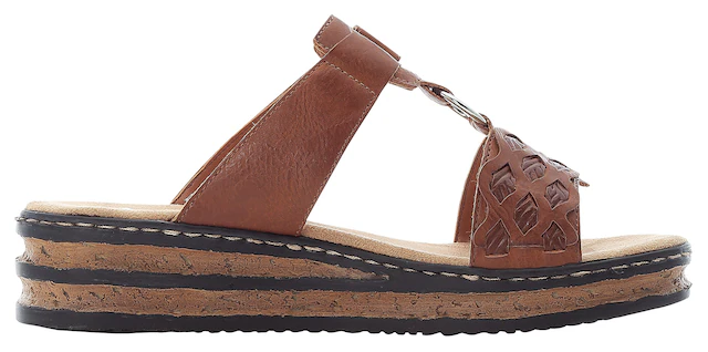 Rieker Pantolette Keilabsatz, Sommerschuh, Schlappen mit Riemchen in Flechtoptik
