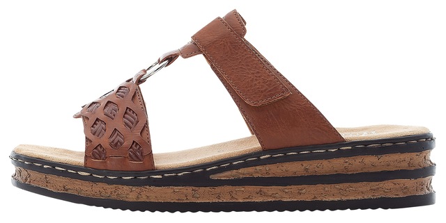 Rieker Pantolette Keilabsatz, Sommerschuh, Schlappen mit Riemchen in Flechtoptik