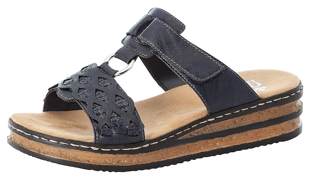 Rieker Pantolette Keilabsatz, Sommerschuh, Schlappen mit Riemchen in Flechtoptik
