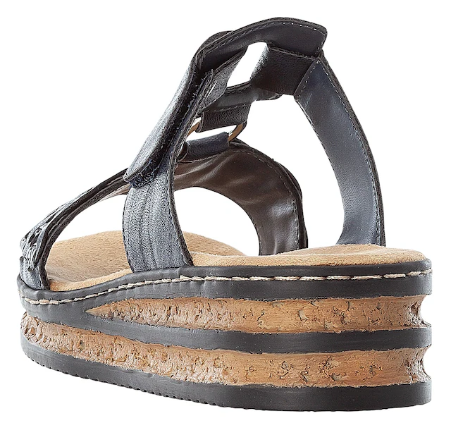 Rieker Pantolette Keilabsatz, Sommerschuh, Schlappen mit Riemchen in Flechtoptik