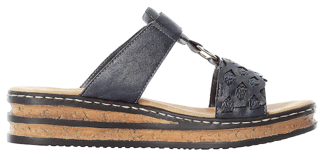 Rieker Pantolette Keilabsatz, Sommerschuh, Schlappen mit Riemchen in Flechtoptik