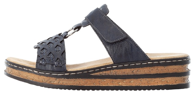 Rieker Pantolette Keilabsatz, Sommerschuh, Schlappen mit Riemchen in Flechtoptik