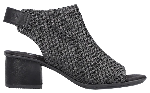 Rieker Sandalette , Sommerschuh, Sandalette, Blockabsatz, in modischer Flecht-Optik