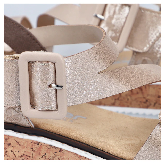 Rieker Riemchensandale Sommerschuh, Sandalette, Keilabsatz, mit asymmetrischem Riemchen