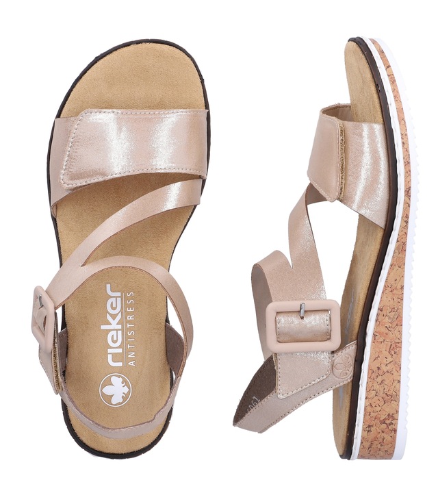 Rieker Riemchensandale Sommerschuh, Sandalette, Keilabsatz, mit asymmetrischem Riemchen
