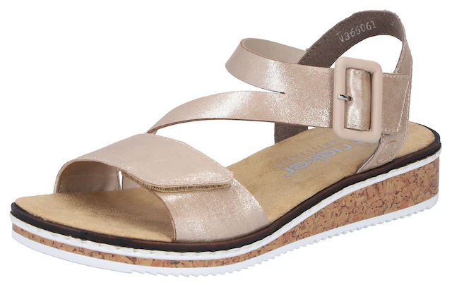 Rieker Riemchensandale Sommerschuh, Sandalette, Keilabsatz, mit asymmetrischem Riemchen
