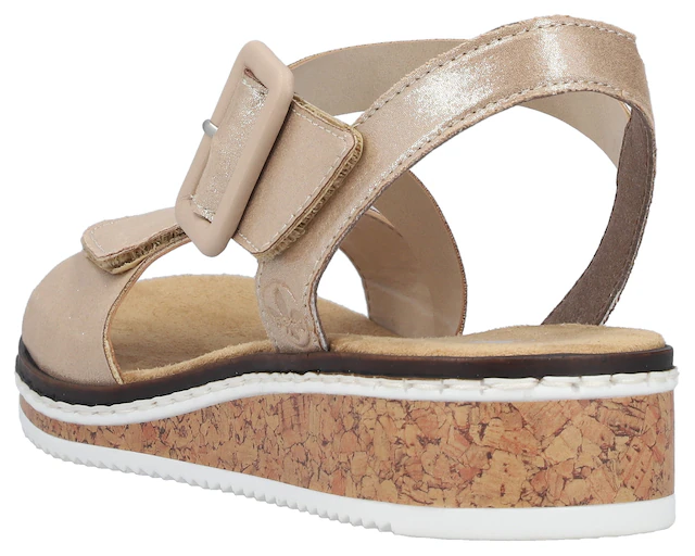 Rieker Riemchensandale Sommerschuh, Sandalette, Keilabsatz, mit asymmetrischem Riemchen