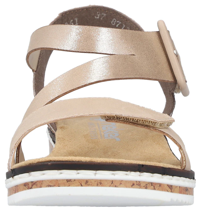 Rieker Riemchensandale Sommerschuh, Sandalette, Keilabsatz, mit asymmetrischem Riemchen