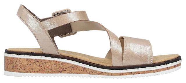 Rieker Riemchensandale Sommerschuh, Sandalette, Keilabsatz, mit asymmetrischem Riemchen