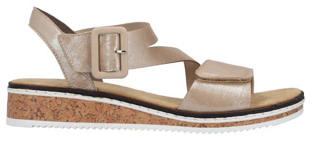 Rieker Riemchensandale Sommerschuh, Sandalette, Keilabsatz, mit asymmetrischem Riemchen