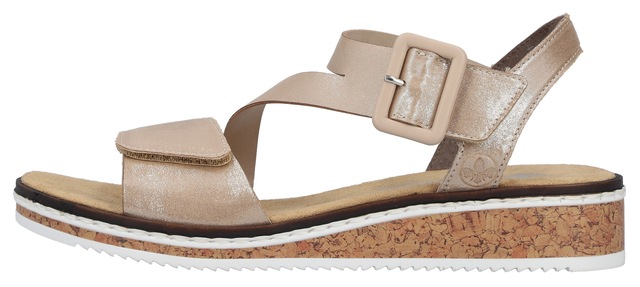 Rieker Riemchensandale Sommerschuh, Sandalette, Keilabsatz, mit asymmetrischem Riemchen