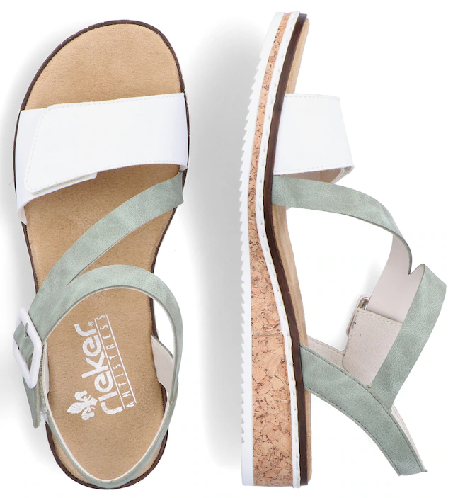 Rieker Riemchensandale Sommerschuh, Sandalette, Keilabsatz, mit asymmetrischem Riemchen