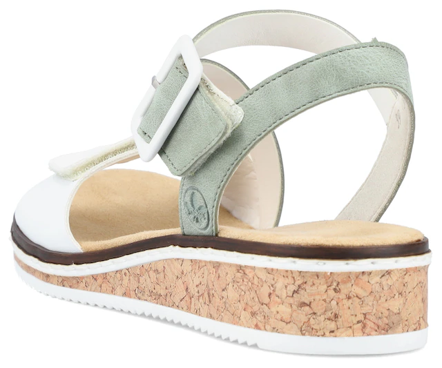 Rieker Riemchensandale Sommerschuh, Sandalette, Keilabsatz, mit asymmetrischem Riemchen